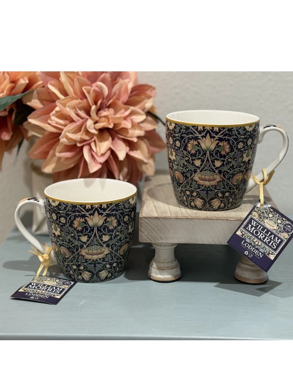 NEW! William Morris- Leonardo
Collection LODDEN NAVY - Coffee/Tea
Mug Set-2